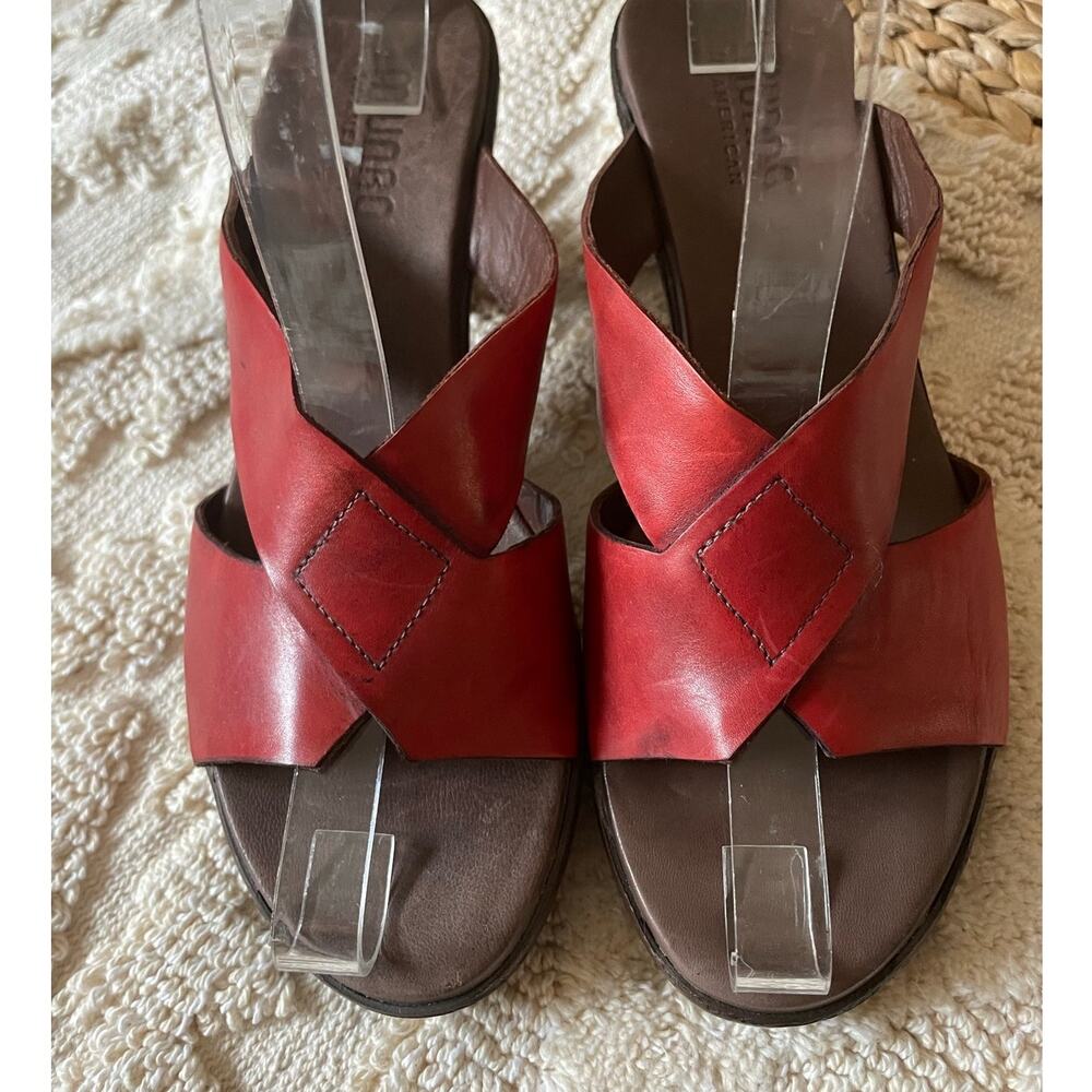Munro American Red Leather Crossover Sandals 7.5 USA